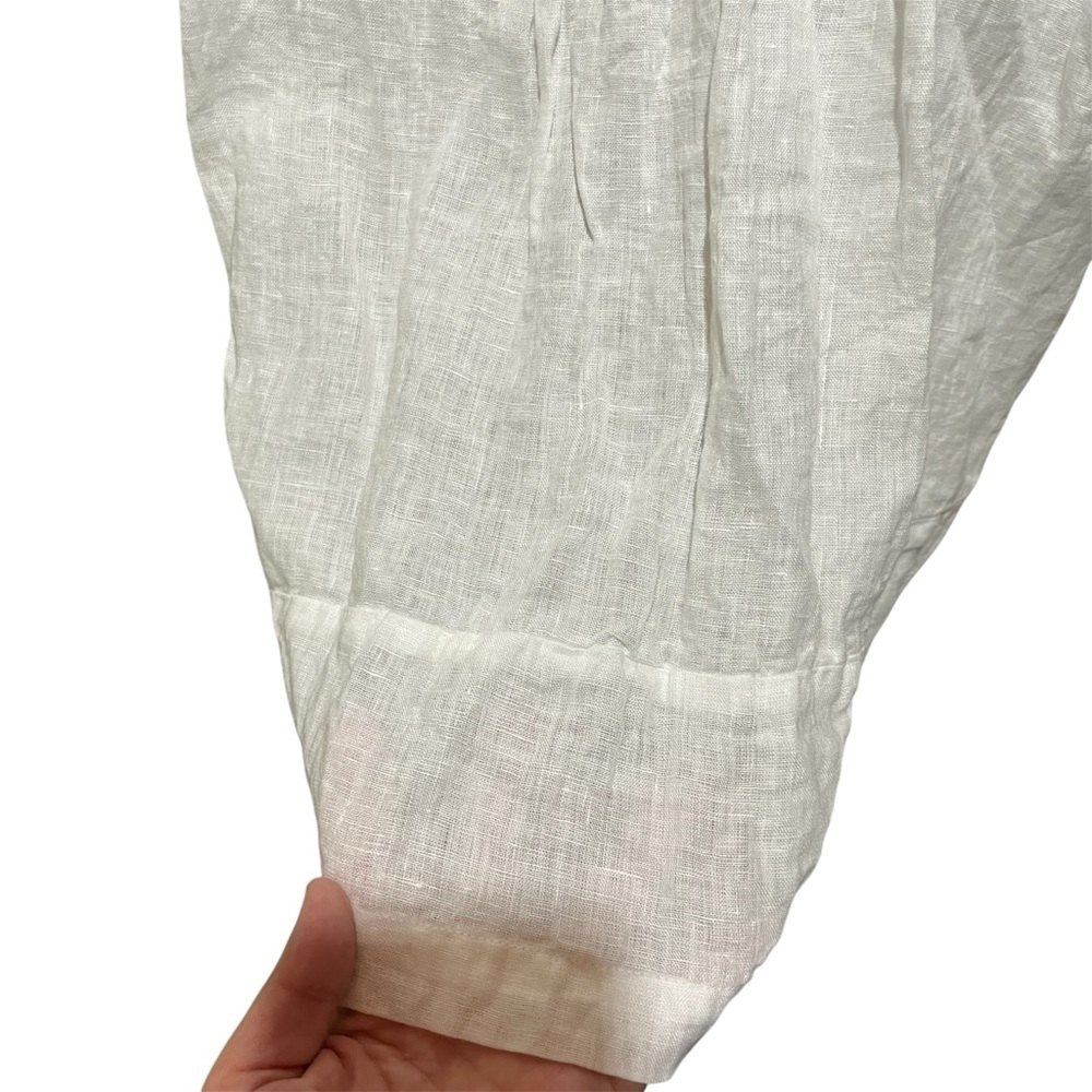 CP SHADES ~ Regina Tunic in White Linen Twill with Pintuck Pleating - Picture 7 of 12